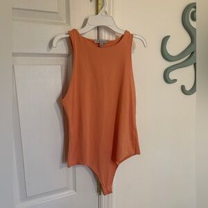 Gaze Coral high neck racerback bodysuit